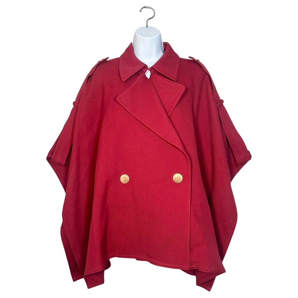 See by Chloe Red Cape Poncho Jacket Coat Size 40 Oversized Parisian Chic